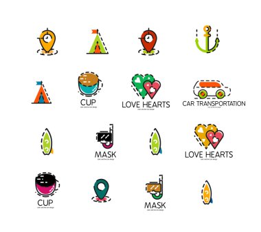 Soyut seyahat logo simgeleri ayarlayın. İş, app veya Internet web simgeler