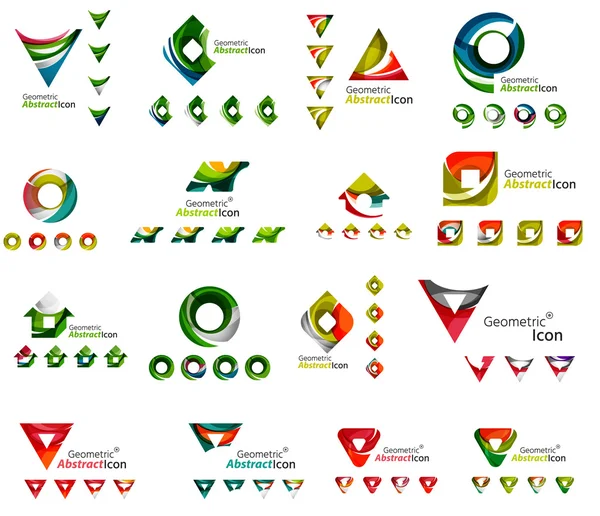 Conjunto de vários ícones geométricos retângulos círculos quadrados ou redemoinhos, criados com elementos ondulados fluindo —  Vetores de Stock