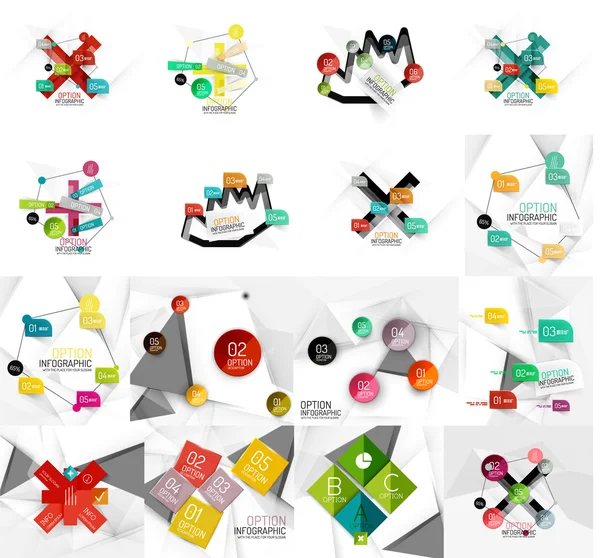 Ensemble de gabarits abstraits de bannière infographique en papier géométrique — Image vectorielle