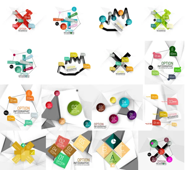 Set abstracte geometrische papier infographic banner sjablonen — Stockvector
