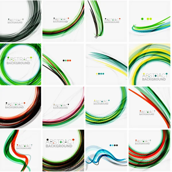 Set of abstract backgrounds. Circles, swirls and waves with copyspace for your message — Stock Vector