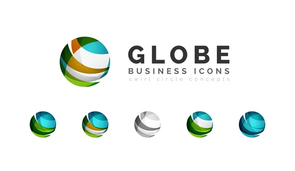 Set of globe sphere or circle logo business icons — Stock Vector