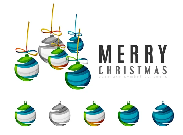 Uppsättning abstrakta Christmas ball ikoner, logotyp affärsidéer, rena, moderna geometriska design — Stock vektor