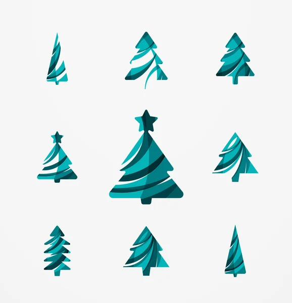 Reihe abstrakter Weihnachtsbaum-Ikonen, Business-Logo-Konzepte, sauberes modernes Hochglanz-Design — Stockvektor