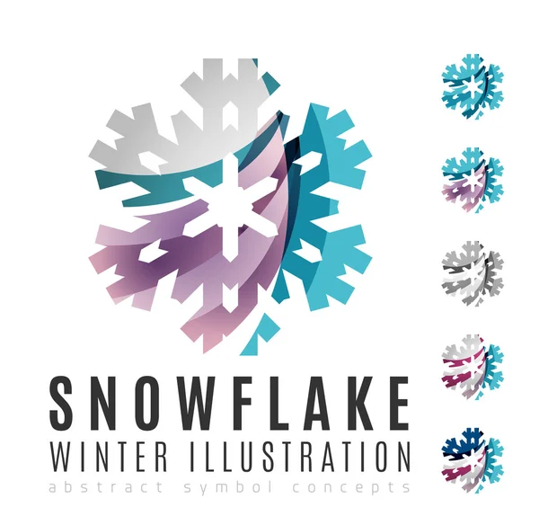 Conjunto de logotipo colorido abstrato floco de neve — Vetor de Stock