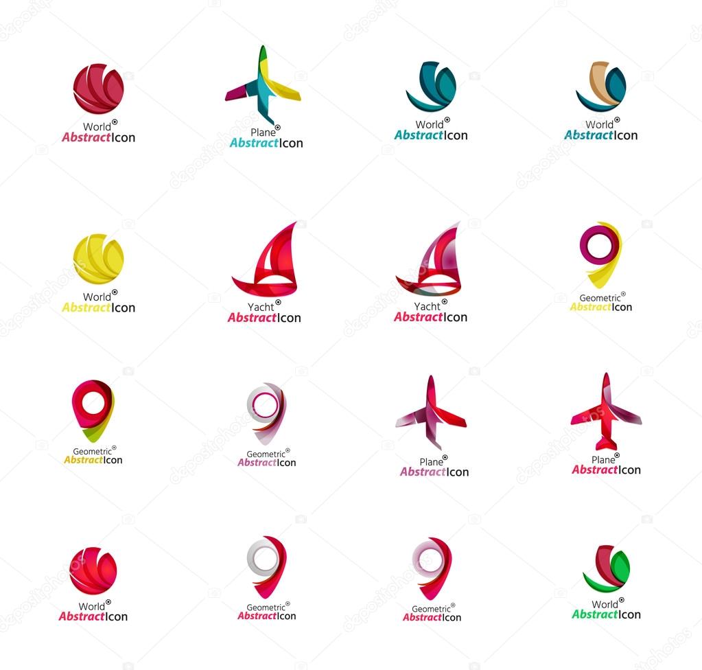 Set of abstract travel logo icons.