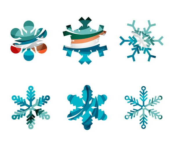 Conjunto de logotipo de copo de nieve colorido abstracto — Archivo Imágenes Vectoriales