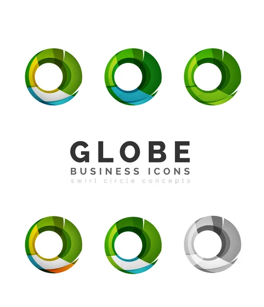 Set of globe sphere or circle logo business icons — Stock Vector