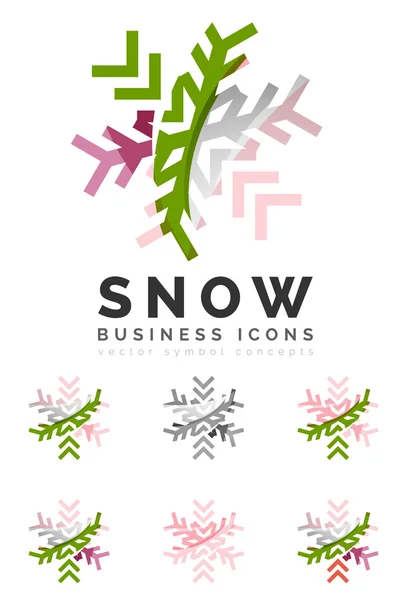 Set of abstract colorful snowflake logo — Stock Vector