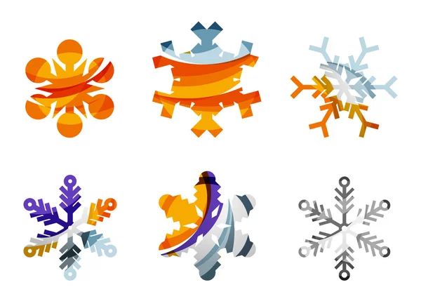 Conjunto de iconos de logotipo de copo de nieve de colores abstractos , — Archivo Imágenes Vectoriales