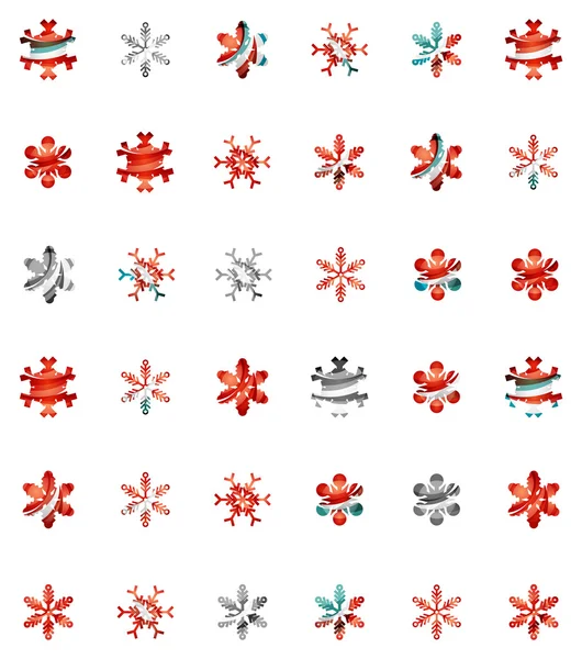 Set of abstract colorful snowflake logo icons, — Stock Vector