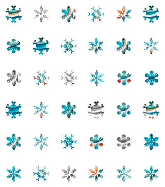 Set of abstract colorful snowflake logo icons, — Stock Vector