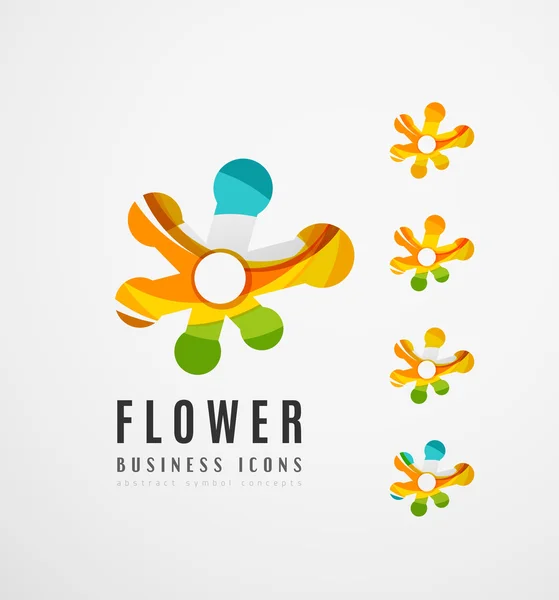 Conjunto de ícones de negócios logotipo flor abstrata — Vetor de Stock