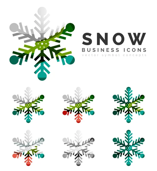 Set of abstract colorful snowflake logo icons — Stock Vector