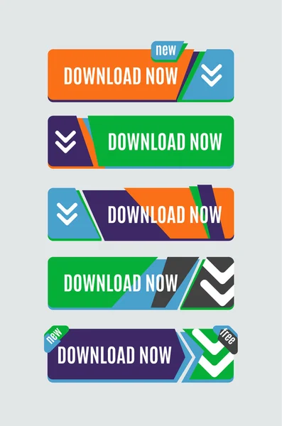 Botão web de download colorido . — Vetor de Stock