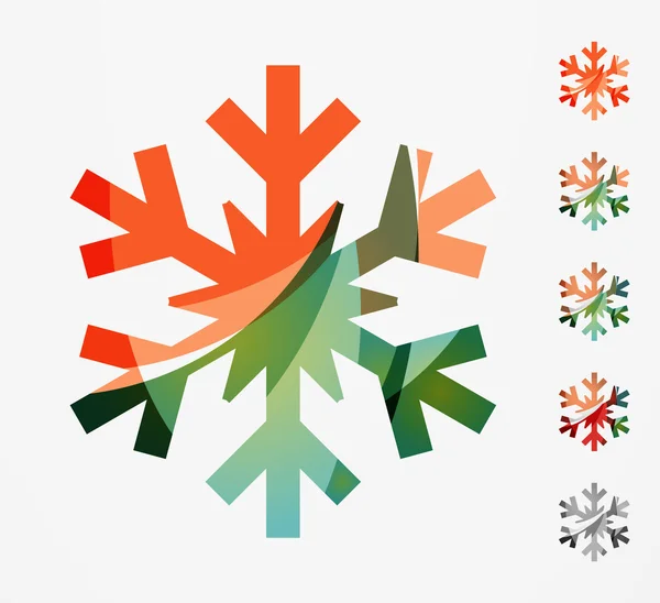 Set von abstrakten bunten Schneeflocken-Logo — Stockvektor
