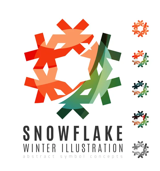 Σύνολο λογότυπο αφηρημένη πολύχρωμο νιφάδα χιονιού — Διανυσματικό Αρχείο