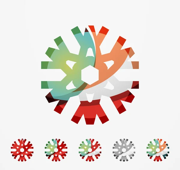 Set of abstract colorful snowflake logo — Stock Vector