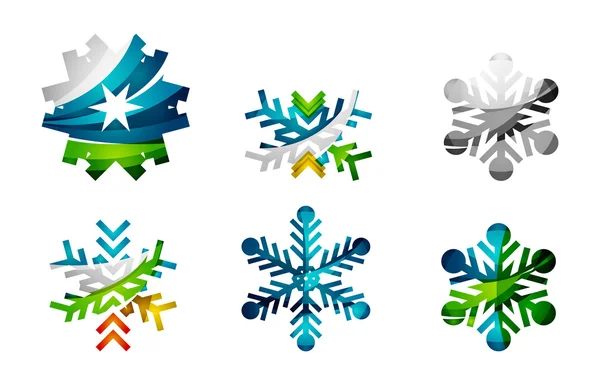 Set of abstract colorful snowflake — Stok Vektör