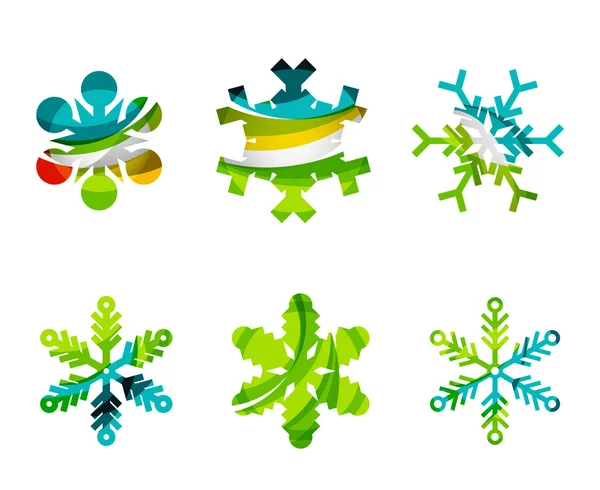 Conjunto de logotipo de copo de nieve colorido abstracto — Vector de stock