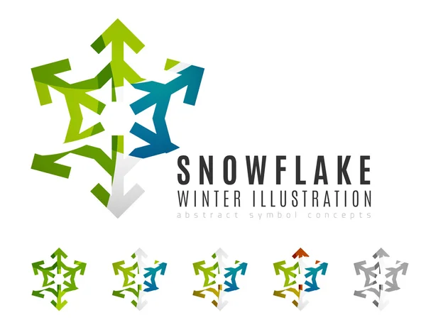 Uppsättning abstrakta färgglada snöflinga logotyp — Stock vektor