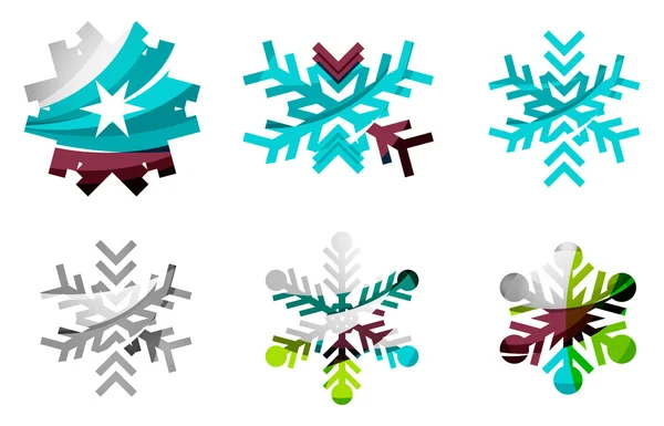 Ensemble de logo abstrait de flocon de neige coloré — Image vectorielle