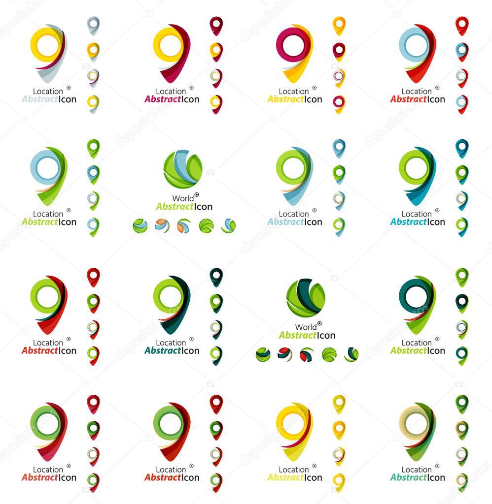 Set of map tag logo icons. Business, app, web design symbol template