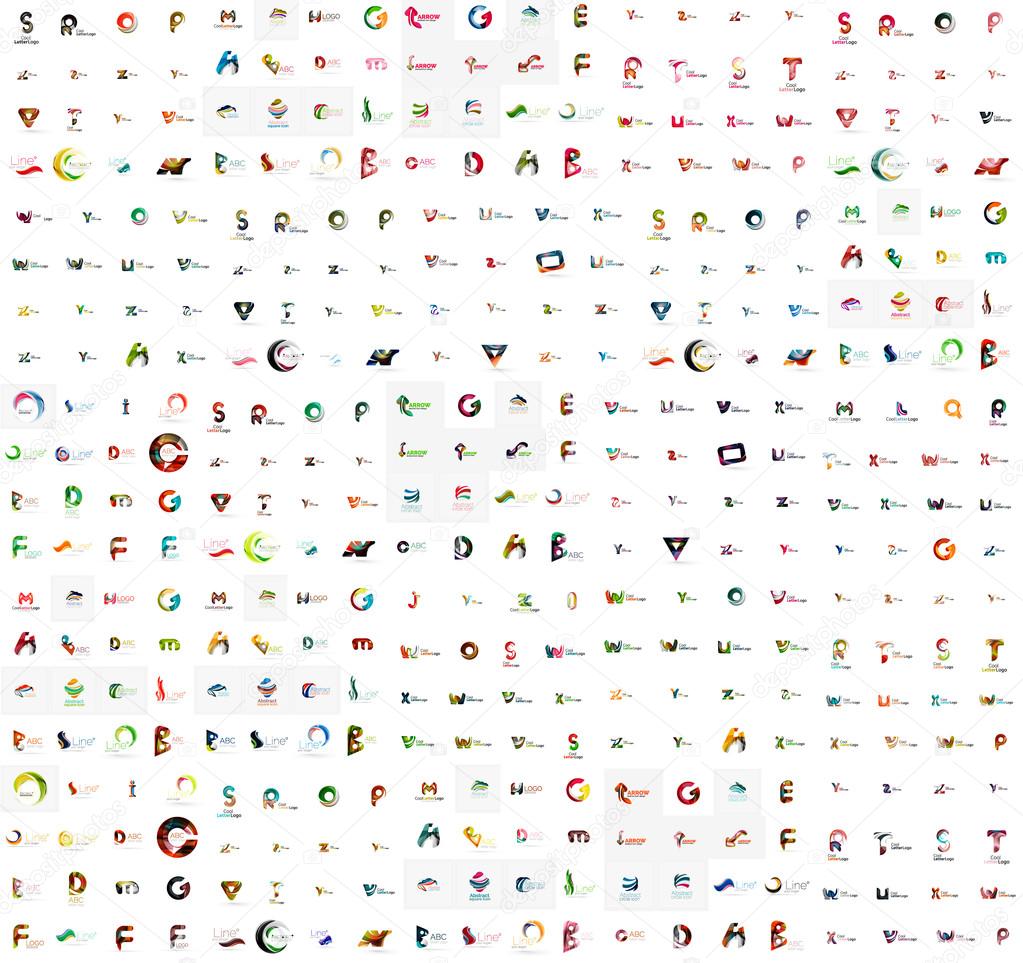 Mega set of geomeric company logos. Corporate business branding design elements