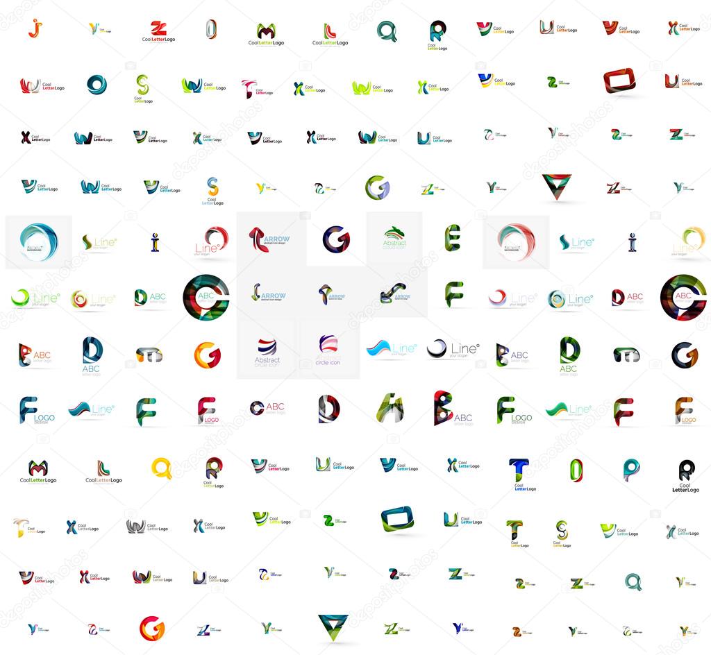 Mega set of geomeric company logos. Corporate business branding design elements