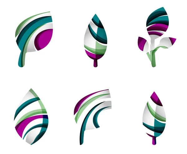 Conjunto de iconos abstractos eco hoja — Vector de stock