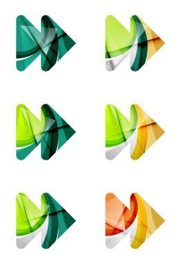 Set of abstract next play arrow icon