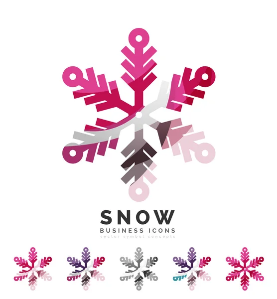 Set of abstract colorful snowflake — Stok Vektör