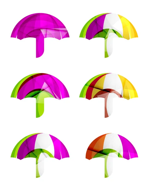 Ensemble d'icônes abstraites parapluie — Image vectorielle