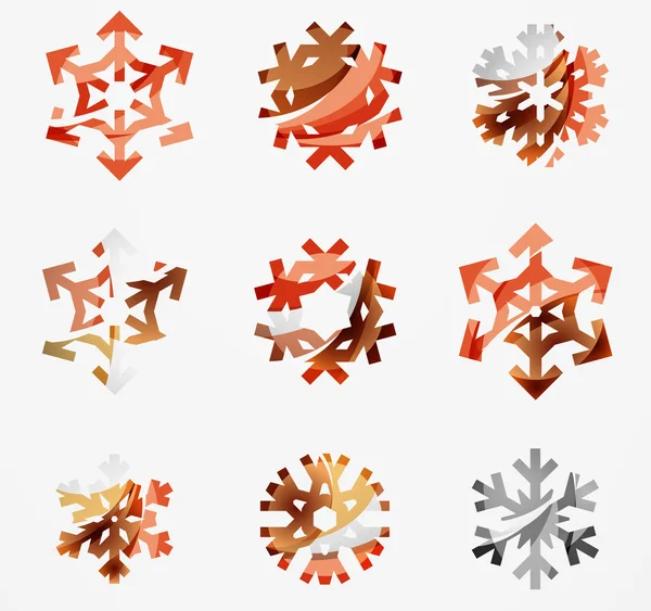 Set of abstract colorful snowflake — ストックベクタ