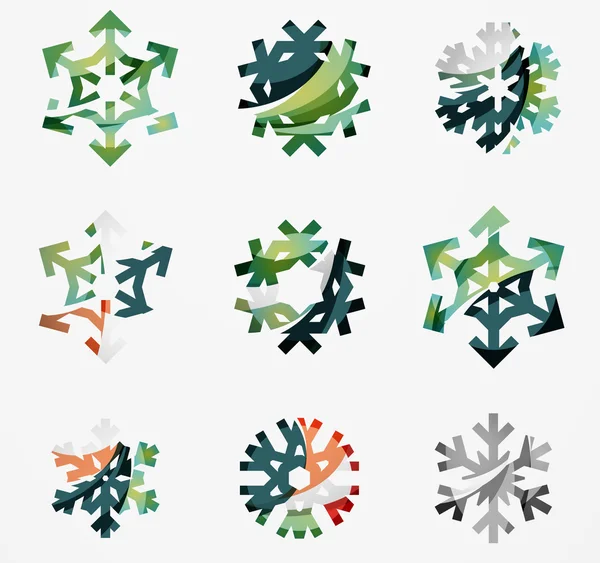 Набір абстрактних барвистих сніжинок — стоковий вектор