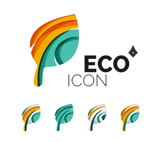 Set of abstract eco leaf icons — Stock Vector