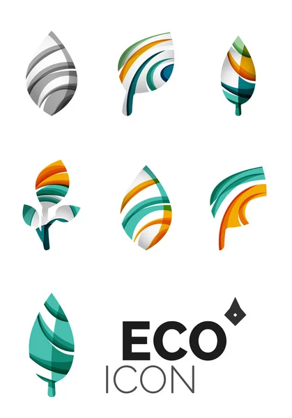 Set of abstract eco leaf icons, — Stock Vector