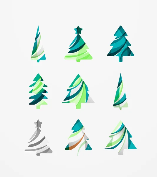Uppsättning av abstrakt julgran ikoner — Stock vektor
