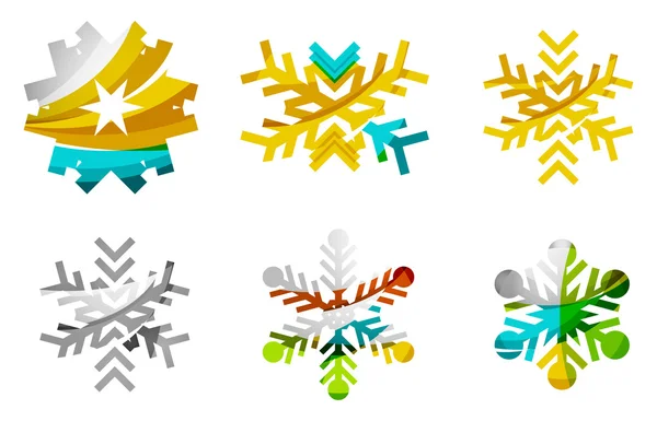 Set di logo astratto colorato fiocco di neve — Vettoriale Stock