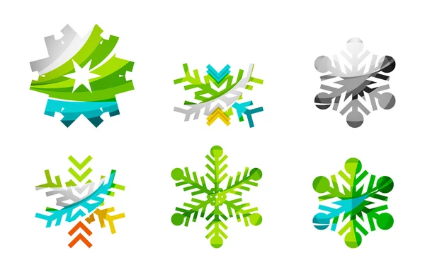 Conjunto de logotipo de copo de nieve colorido abstracto — Vector de stock