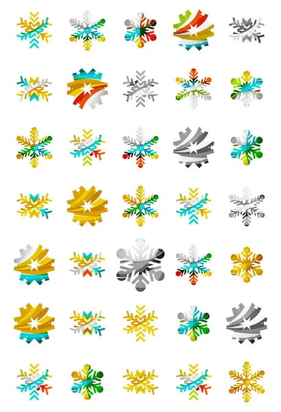 Set of abstract colorful snowflake — Stock Vector