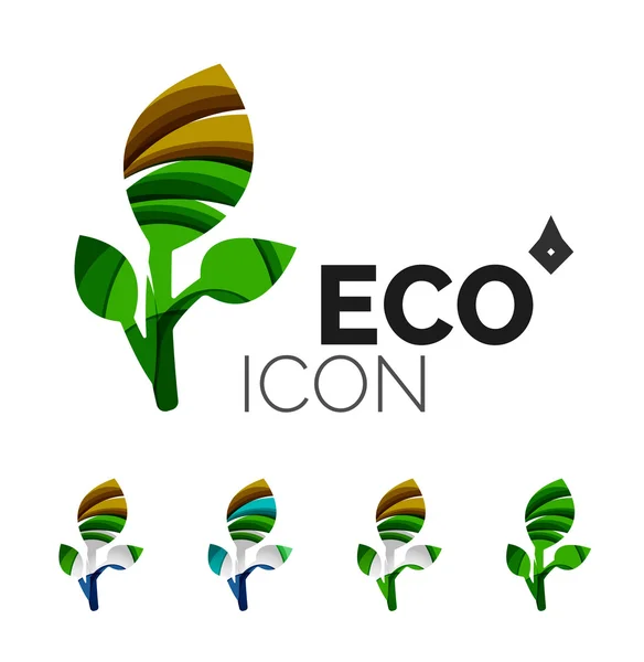 Set of abstract eco leaf icons — Stock Vector