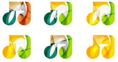 Dizi soyut müzik not simgesini, iş logo kavramları, temiz modern geometrik tasarım