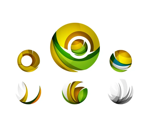 Conjunto de globo esfera ou círculo logotipo ícones de negócios — Vetor de Stock