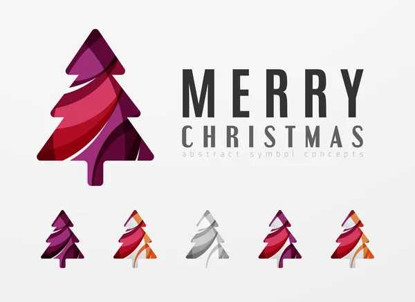 Conjunto de iconos abstractos del árbol de Navidad, conceptos del logotipo del negocio, diseño brillante moderno limpio — Vector de stock