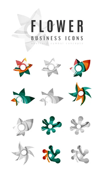 Conjunto de ícones de negócios logotipo flor abstrata — Vetor de Stock