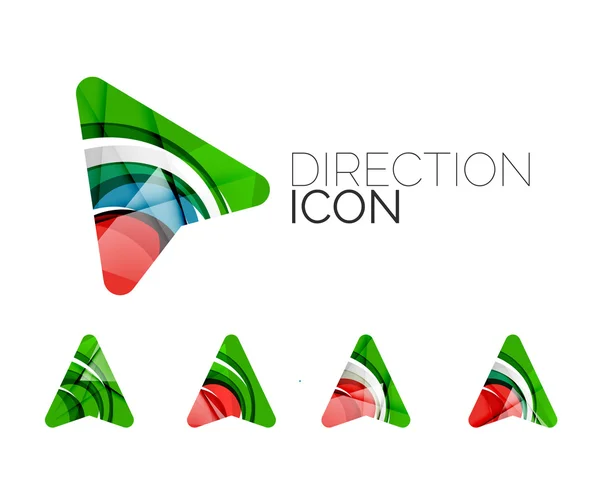 Set di icone direzionali astratte freccia, business logotipo gps concetti, pulito design geometrico moderno — Vettoriale Stock