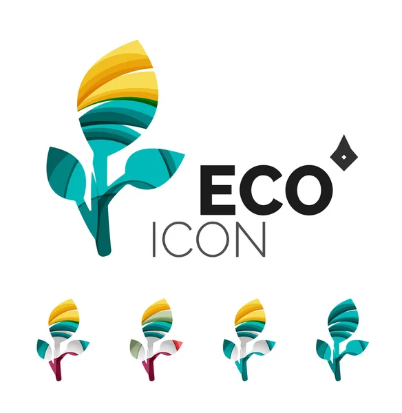 Set di icone astratte della foglia ecologica, concetti di natura logotipo aziendale, design geometrico moderno pulito — Vettoriale Stock