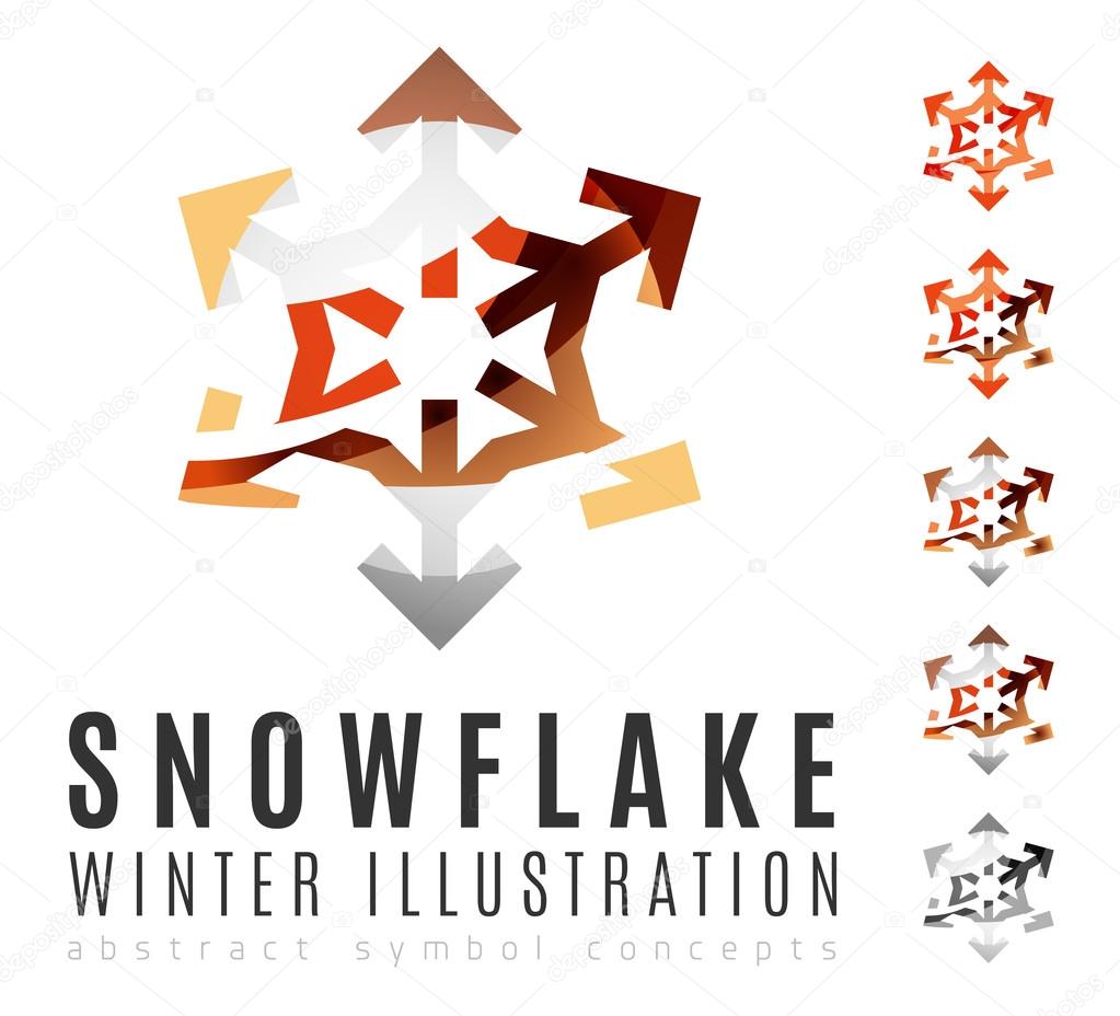 Set of abstract colorful snowflake logo icons, winter concepts, clean modern geometric design. Created with transparent abstract lines