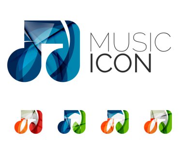 Dizi soyut müzik not simgesini, iş logo kavramları, temiz modern geometrik tasarım